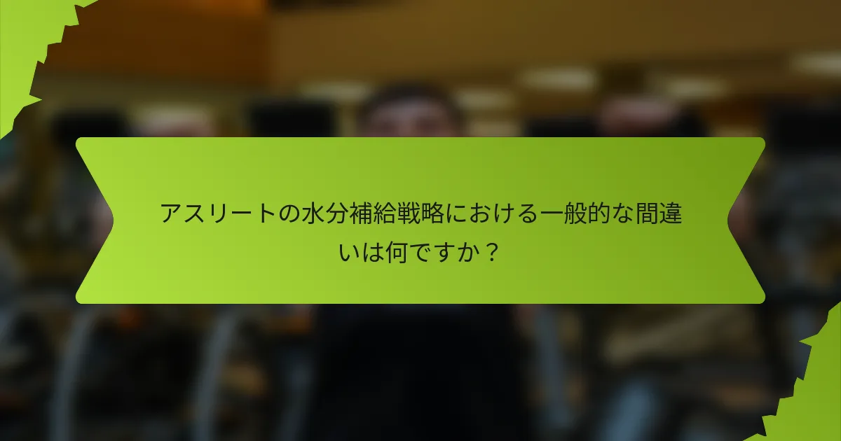 アスリートの水分補給戦略における一般的な間違いは何ですか？