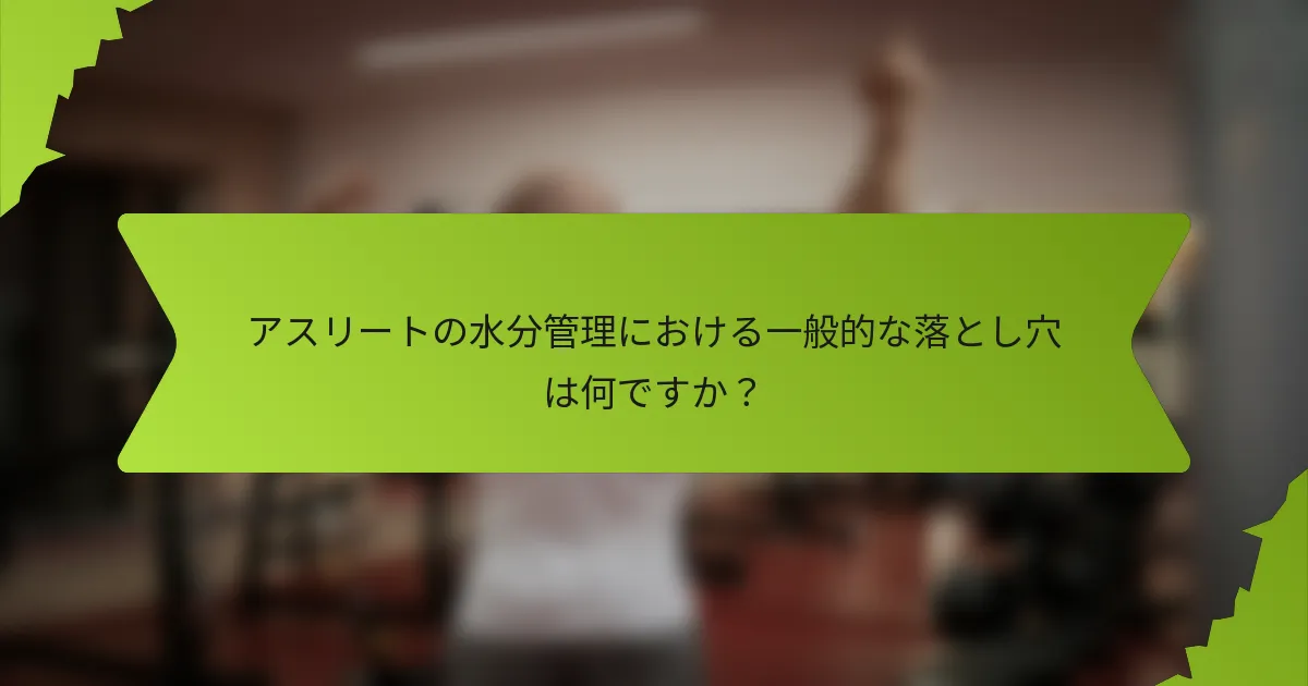 アスリートの水分管理における一般的な落とし穴は何ですか？