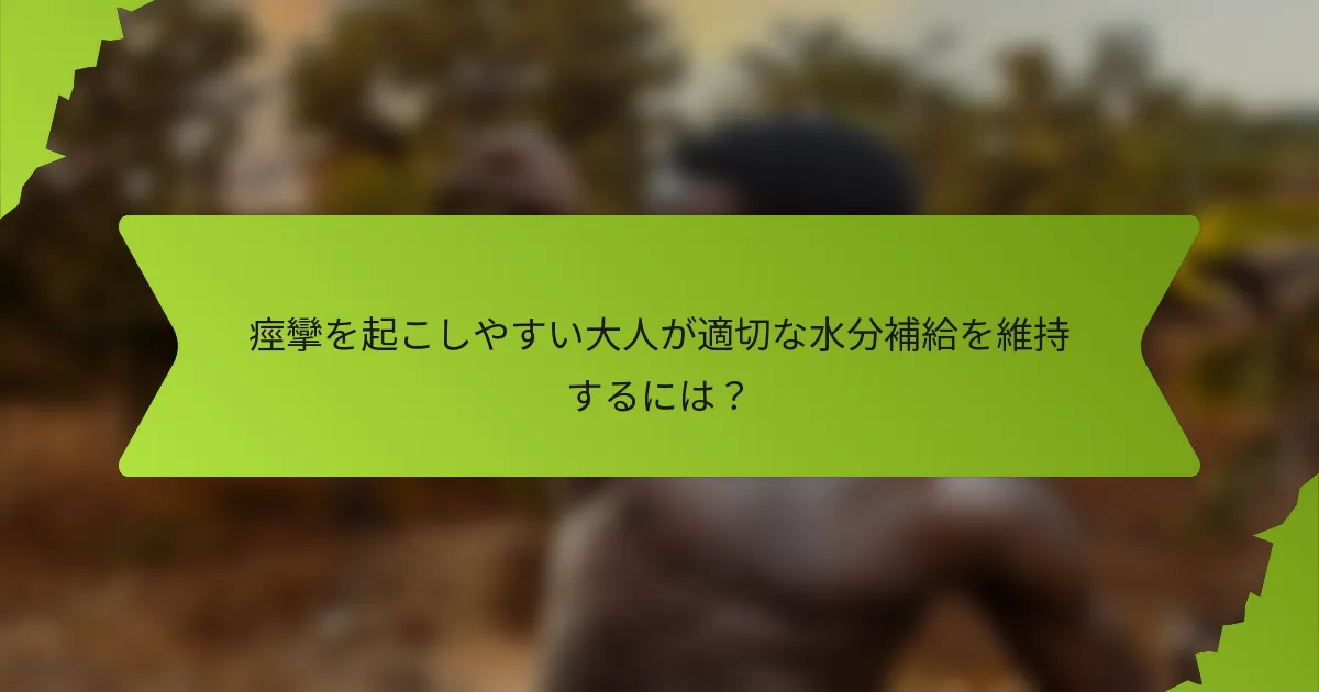 痙攣を起こしやすい大人が適切な水分補給を維持するには？