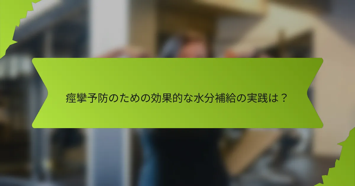 痙攣予防のための効果的な水分補給の実践は？