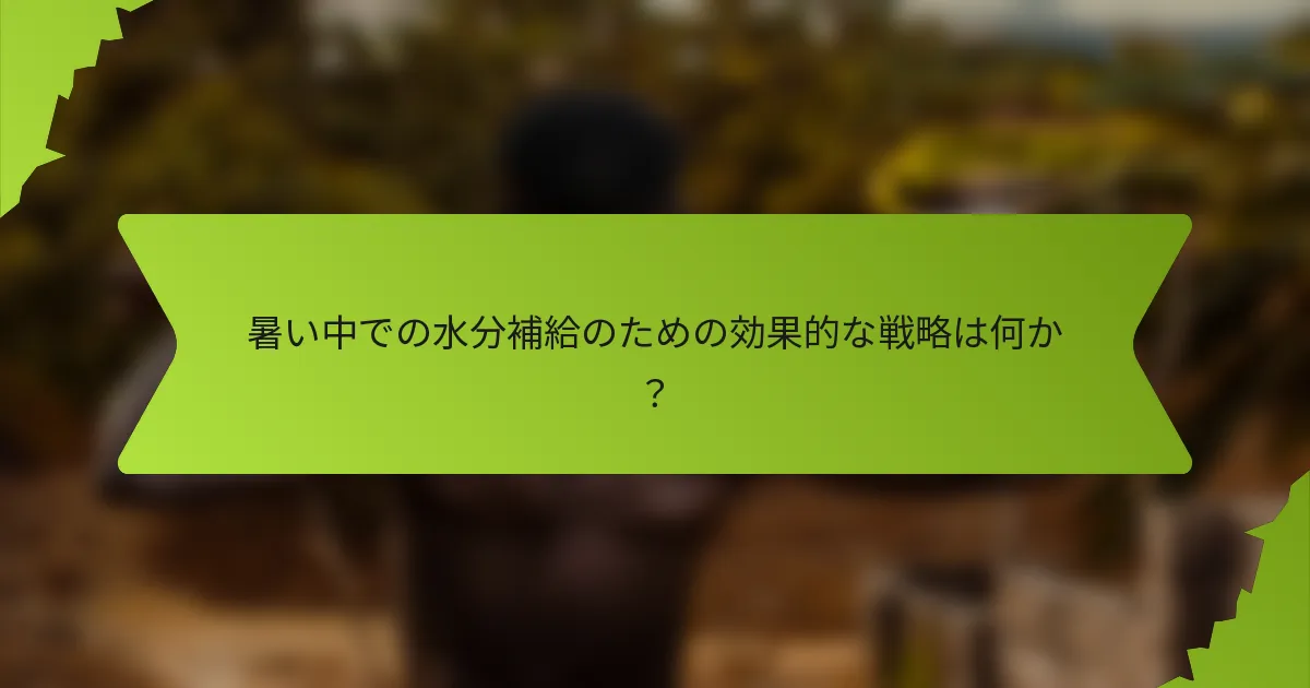 暑い中での水分補給のための効果的な戦略は何か？