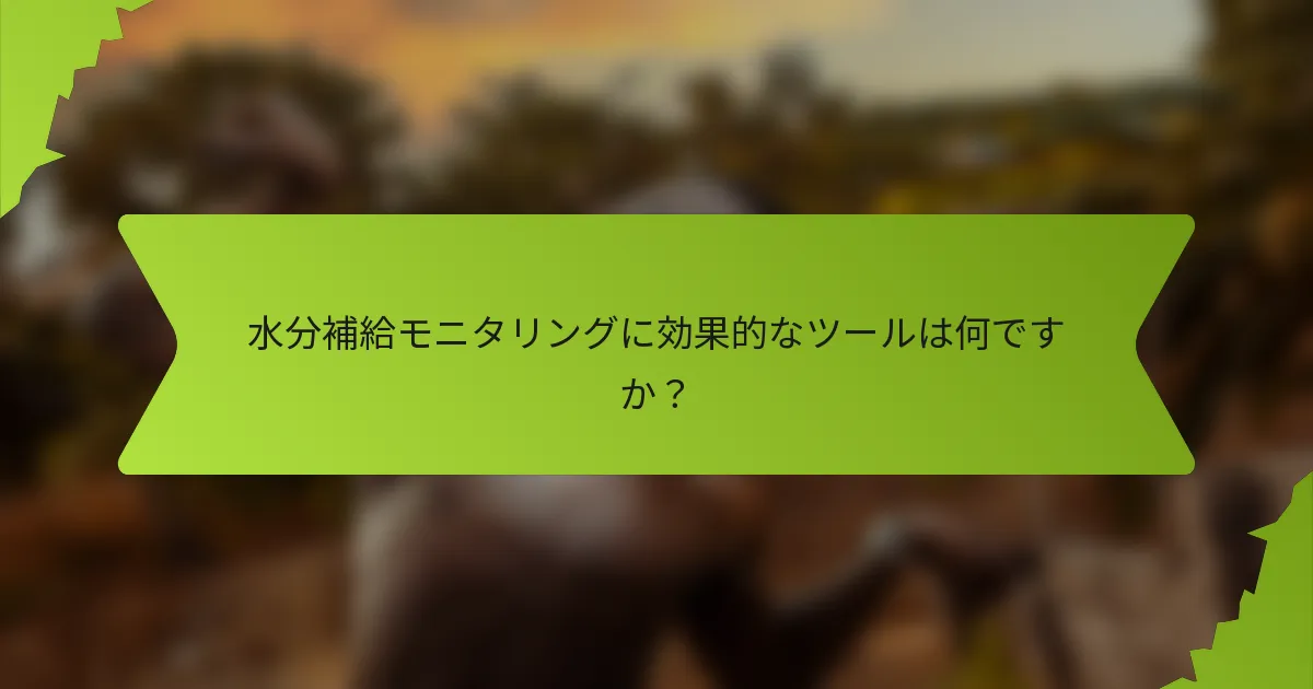 水分補給モニタリングに効果的なツールは何ですか？