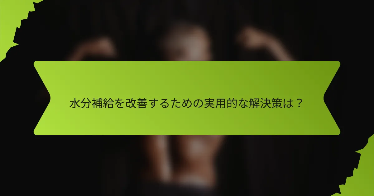 水分補給を改善するための実用的な解決策は？