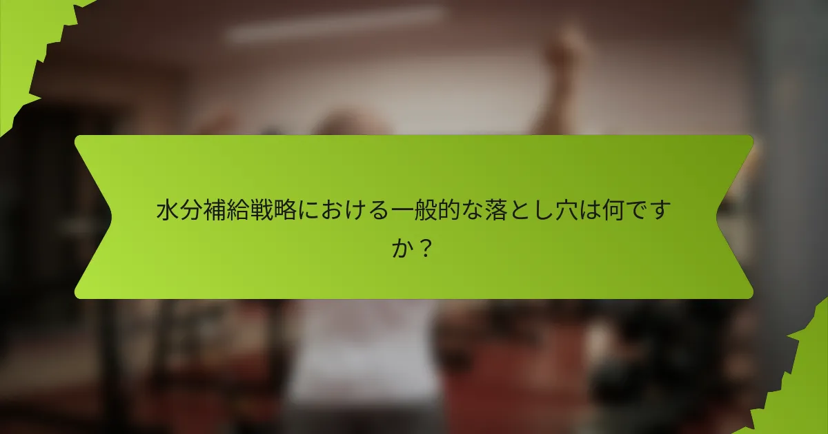 水分補給戦略における一般的な落とし穴は何ですか？